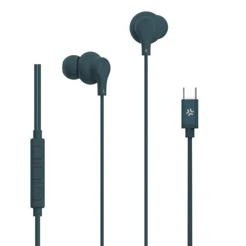 Celly Wired Earphone Cuffie con Microfono USB-C con Filo Controllo Chiamate e Volume/Musica Blu Notte Pastello