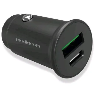 Mediacom MD-A170 Caricabatteria da Auto Fast Charger 27 W 1 x USB-A 1 x USB-C Nero