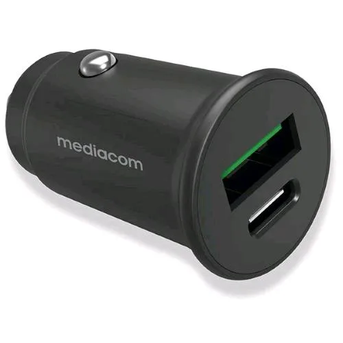 Mediacom MD-A170 Caricabatteria da Auto Fast Charger 27 W 1 x USB-A 1 x USB-C Nero