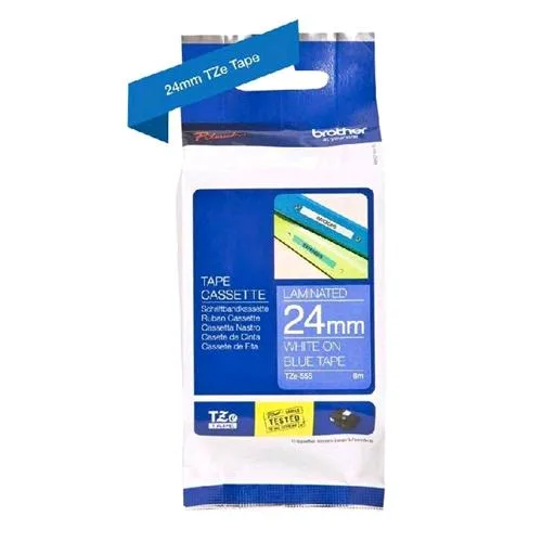 Brother TZE555C Nastro Laminato per Etichettatura 24mm Bianco Blu