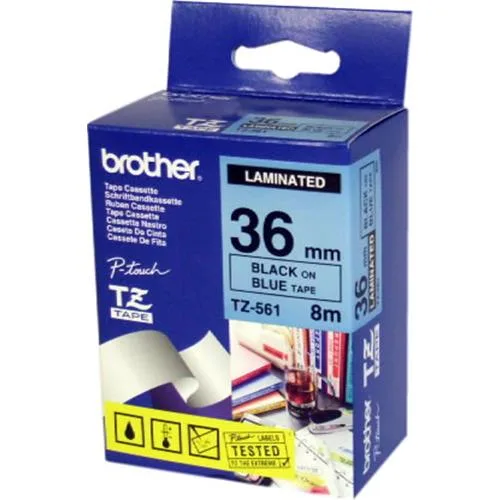 Brother TZE561 Nastro Laminato 36mm x 8m Colore Blu Stampa Black
