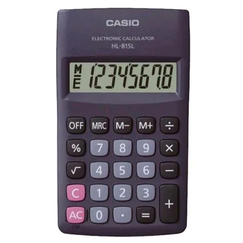 Casio HL-815L Calcolatrice Tascabile 8 Cifre Alimenatzione Batteria Colore Nero