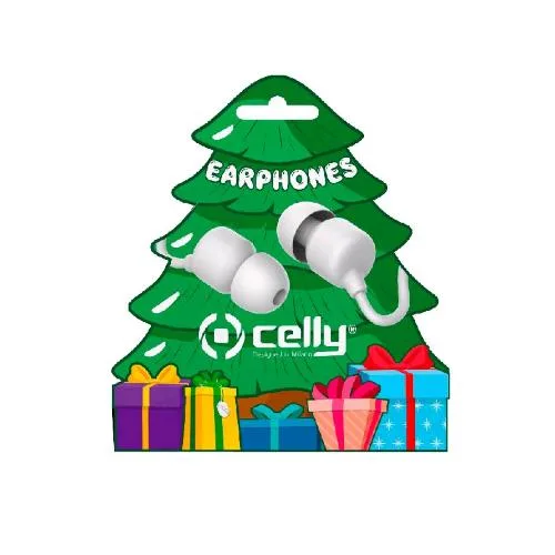 Celly Wired Earphone Xmas Tree Shape Auricolari Jack 3.5 mm Bianco