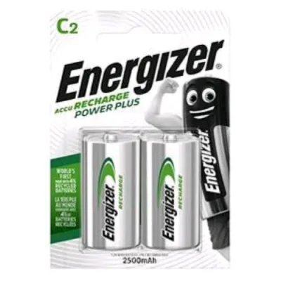 Energizer Recharge Powe Plus Batteria Mezza Torcia C Ricaricabile 2.500mAh Conf 2 Pz.