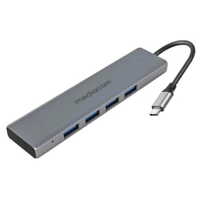 Mediacom MD-C301 Hub USB Type-C 4 Porte USB 3 Alluminio