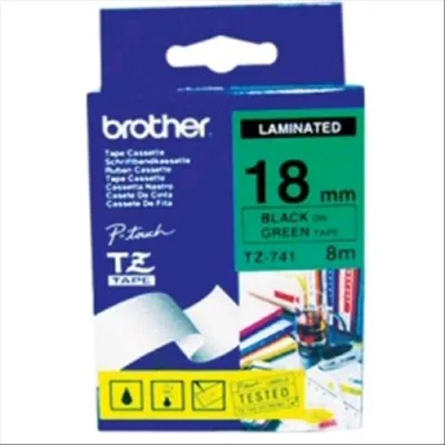 Brother TZE741 Nastro per Stampante a Trasferimento Termico 18MMX8MT Colore Verde Stampa Nero