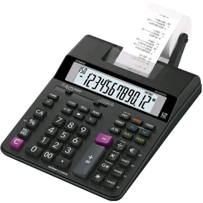 Casio HR-200RCE-Wa Calcolatrice da Tavolo Professionale Scrivente con Display 12 Cifre Nero