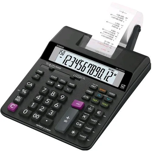 Casio HR-200RCE-Wa Calcolatrice da Tavolo Professionale Scrivente con Display 12 Cifre Nero