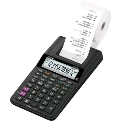 Casio HR-8RCE Calcolatrice Scrivente Compatta Portatile e da Tavolo 12 Cifre Alimentatore Incluso