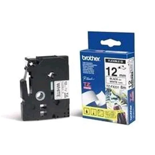 Brother TZEFX231 Nastro per Stampante a Trasferimento Termico 12mm x 8m Colore Bianco Stampa Nero