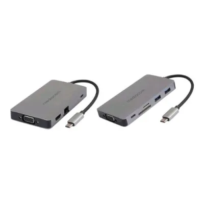 Mediacom MD-C318 Docking Station Power Delivery 100 W 2 x USB-A 3.0 - 1 x USB-C 100 W - 2 x HDMI - 1 x RJ-45 Gigabit Ethenet - 1 x VGA - 1 SD Memory - 1 x Micro SD