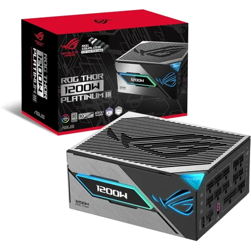ASUS Rog Thor 1200P III Gaming Alimentatore 1.200 W Modulare 80+ Platinum Lambda a++ Gan Mosfet ATX 3.1 Nero