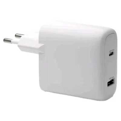 DBRAMANTE 1928 Wall Charger Caricabatterie da Rete 2 Uscite USB-C 65W + USB-A 18 W Bianco