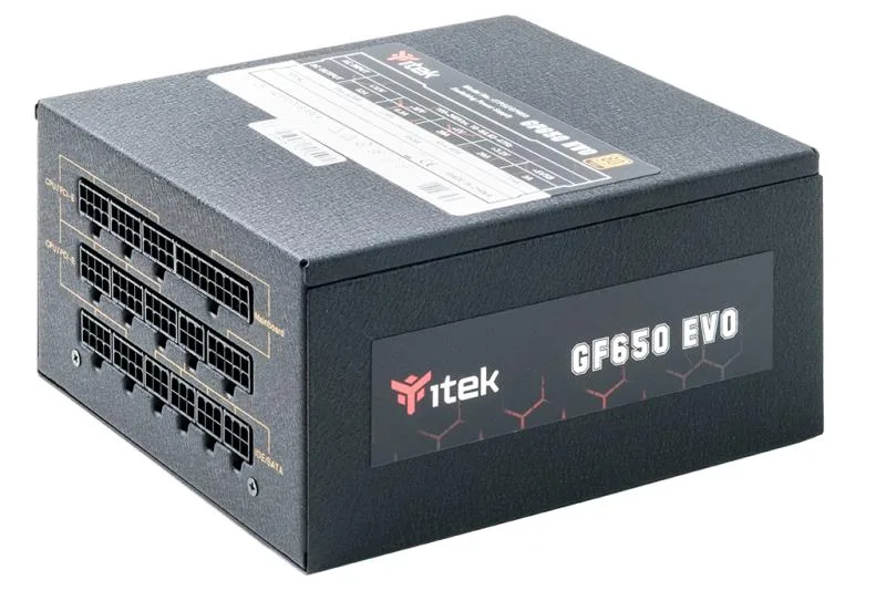 ITEK GF650 Evo Alimentatore ATX 650W 80PLUS Gold Modulare Ventola FDB 12cm Condensatori Giapponesi Black