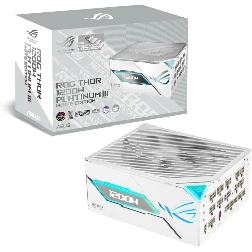 ASUS Rog Thor 1200P III Gaming White Edition Alimentatore 1.200 W Modulare 80+ Platinum Lambda a++ Gan Mosfet ATX 3.1 Bianco