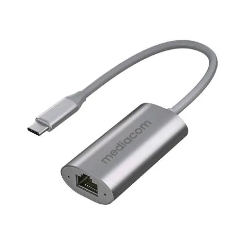 Mediacom MD-C323 Adattatore da USB-C a Gigabit Ethernet in Alluminio