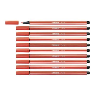 Stabilo Pen 68 Penna per Grafica Tratto 1 mm Colore Rosso Chiaro Conf. 10 Pz.