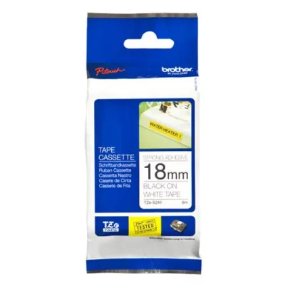 Brother TZES241 Nastro Adesivo per Stampanti Termiche Brother 18mm x 8m Colore Bianco Stampa Nero