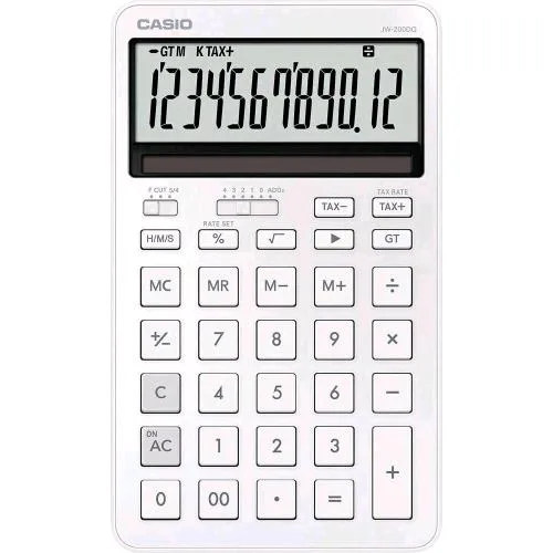 Casio JW-200DQ Calcolatrice Desk da Tavolo con Facciata in Alluminio Bianca
