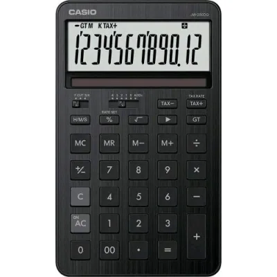 Casio JW-200DQ Calcolatrice Desk da Tavolo con Facciata in Alluminio Nero