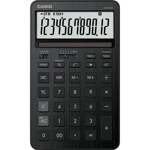 Casio JW-200DQ Calcolatrice Desk da Tavolo con Facciata in Alluminio Nero