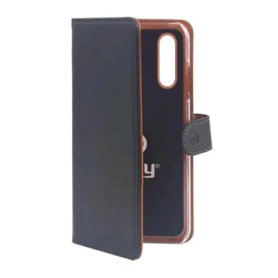Celly Xiaomi Mi 9 Wally Custodia a Portafoglio in Similpelle Porta Carte di Credito e Flap Magnetico Nero Cuoio