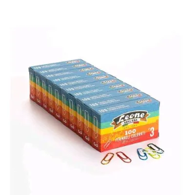 Leone Dell'Era Fermagli Colorati N3 Colri Assortiti Conf 10 x 100 Pz.