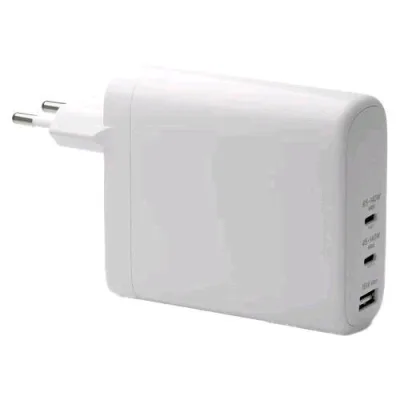 DBRAMANTE 1928 Wall Charger-Caricabatterie da Rete USB-C USB-A 3 Uscite 140W + 100W + 18W Bianco