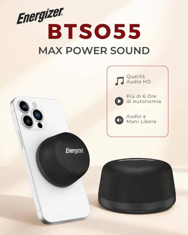 SPEAKER BT + 500MAH ENERGIZER PORTABLE WIRELESS CHARGER