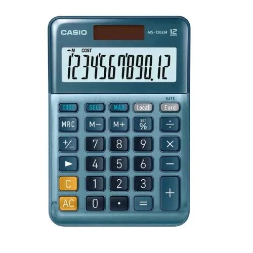 Casio MS-120EM Calcolatrice da Tavolo 12 Cifre Blu