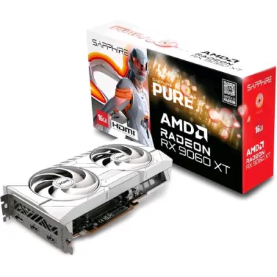 Sapphire Pure AMD Radeon RX 9060 XT Gaming Oc GPU 16 GB GDDR6 Dual Fan Bianco