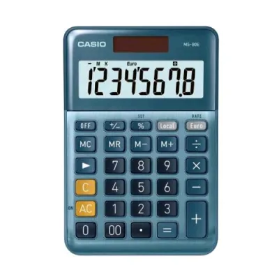 Casio MS-80E Calcolatrice da Tavolo Display a 8 Cifre Blu
