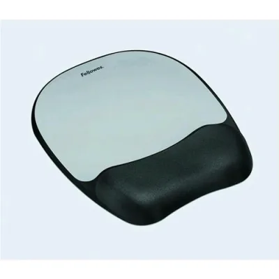 Fellowes Leonardi Memory Foam Tappetino Mouse con Poggiapolsi in Schiuma Viscoelastica Colore Nero/Grigio