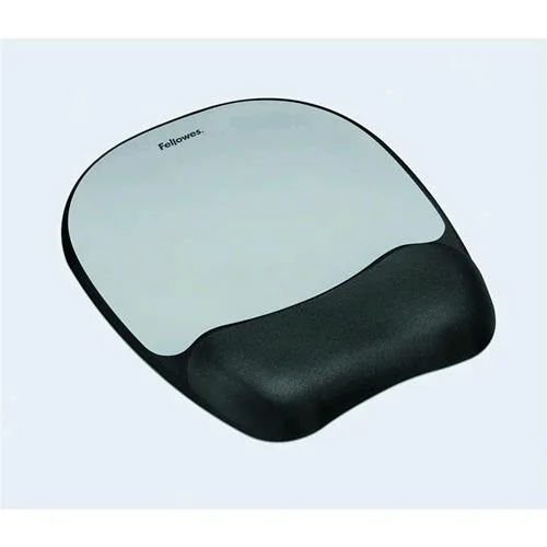 Fellowes Leonardi Memory Foam Tappetino Mouse con Poggiapolsi in Schiuma Viscoelastica Colore Nero/Grigio