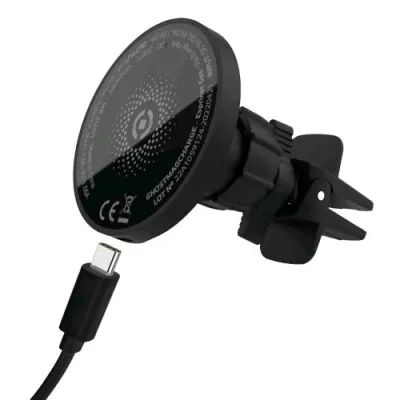 Celly Ghost Mag Charge Supporto Auto Magnetico con Ricarica Wireless Magnetico Magsafe 15W Black