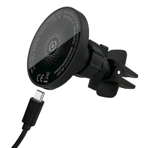 Celly Ghost Mag Charge Supporto Auto Magnetico con Ricarica Wireless Magnetico Magsafe 15W Black