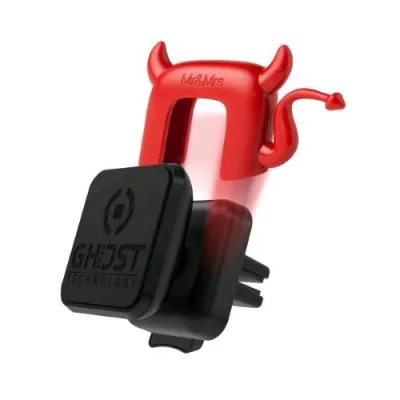 Celly Ghost Plus Angel Supporto Auto per Smartphone Magnetico con Clip per Griglia di Areazione Orientabile a 360° con Profumatore Devil Nero