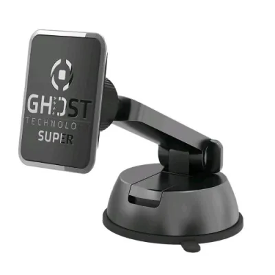 Celly Ghost Super Dash Supporto Magnetico Ultra Resistente con Sistema di Fissaggio a Ventosa Nero