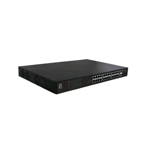 Level One FGP-2831 Switch di Rete Non Gestito Form Rack 1U 28 Porte RJ 45 10/100 Mbps 2 Slot SFP Supporto POE Black