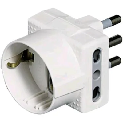 Bticino Adattatore Spina 10/16A 2 Bipasso 1 Tedesca Bianco