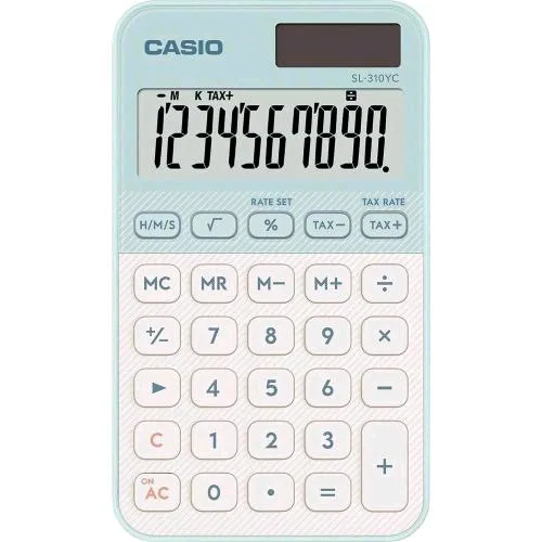 Casio SL-310YC Calcolatrice Tascabile Verde Chiaro Bianco
