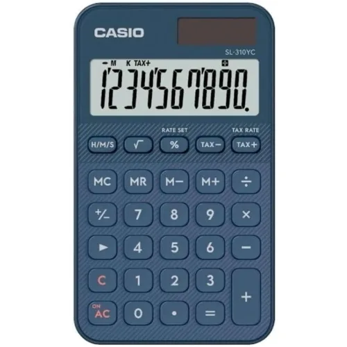 Casio SL310YC Calcolatrice Tascabile Display a 10 Cifre Ad Energia Solare e Batteria con Custodia Protettiva Inclusa Blu Navy