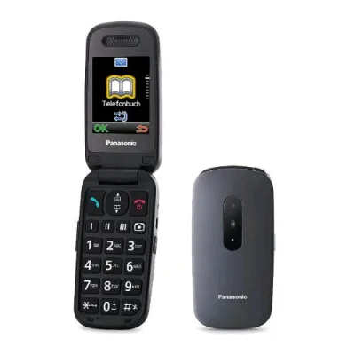 Panasonic KX-TU446 Easy Phone Clamshell 2.4" Tasti Grandi Ampio Display Tasto Sos Compatibile con Apparecchi Acustici Grey