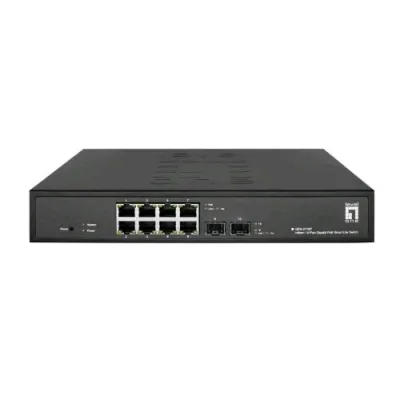 Level One Levelone Ges-2110P Switch di Rete Gestito L2 8 x Porte RJ-45 Gigabit Ethernet 10/100/1000 POE - 2 Porte Gigabit SFP Desktop Nero