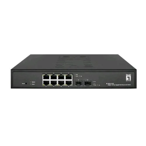 Level One Levelone Ges-2110P Switch di Rete Gestito L2 8 x Porte RJ-45 Gigabit Ethernet 10/100/1000 POE - 2 Porte Gigabit SFP Desktop Nero