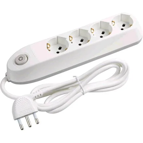 Bticino Ciabatta Multipresa Elettrica Schuko 10/16A e Bipasso con Interruttore Spina Italiana Angolata Bianco