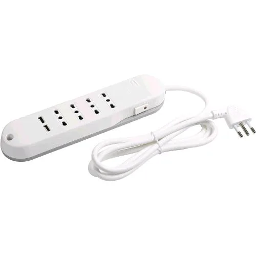 Bticino Ciabatta Multipresa Elettrica Slim 4 Prese Bipasso 10/16A + 2 Prese USB-A 2,4A con Interruttore Laterale e Cavo 1.5 m Spina ITA Angolata Bianco