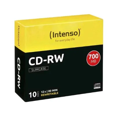Intenso Disco Vergine CD-RW 700MB/80 M.12X Rescrivibile Slim Case 10pz
