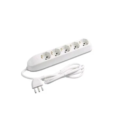 Bticino Multipresa 5 Schuko/Bipasso Cavo 1.5 m Spina ITA Angolata Bianco