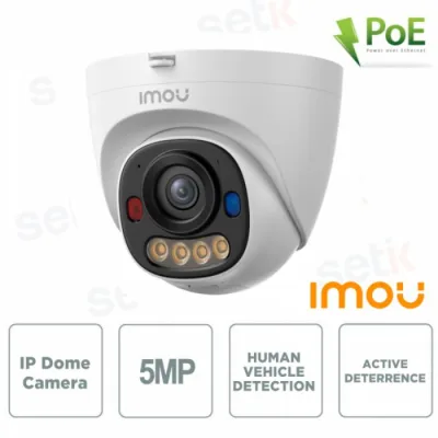 CAMERA POE DOME 3K 5MP IP67 AI 3.6MM/IR30/H265/SD/MIC ALLARM LED